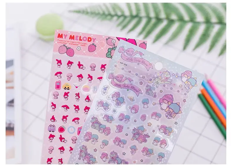 Прекрасный My Melody маленький близнец звезды декоративные ПВХ наклейки DIY планировщик дневник скрапбук индекс телефон Стикеры для альбомов Escolar