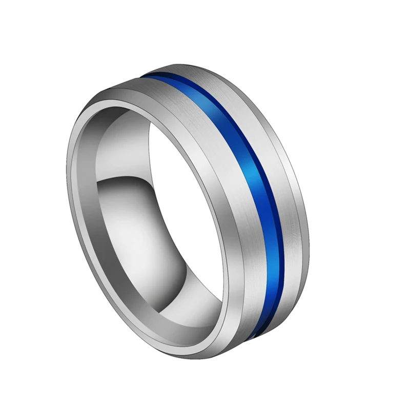 steel color 8 мм черные титановые кольца радужные обручальные кольца из нержавеющей стали кольца для мужчин и женщин Прямая поставка - Цвет основного камня: steel color