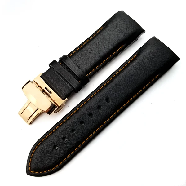 blackorange rosegold Ремешок для часов из натуральной телячьей кожи для часов Tissot T035, ремешок для часов, браслеты с бабочкой, замена 22 мм, 23 мм, 24 мм - Цвет ремешка: blackorange rosegold