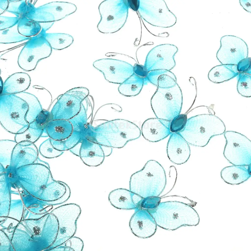 50 шт. Проводные сетки ремесло чулок бабочки свадебной вечерние декор 2*3 2 см | Дом и