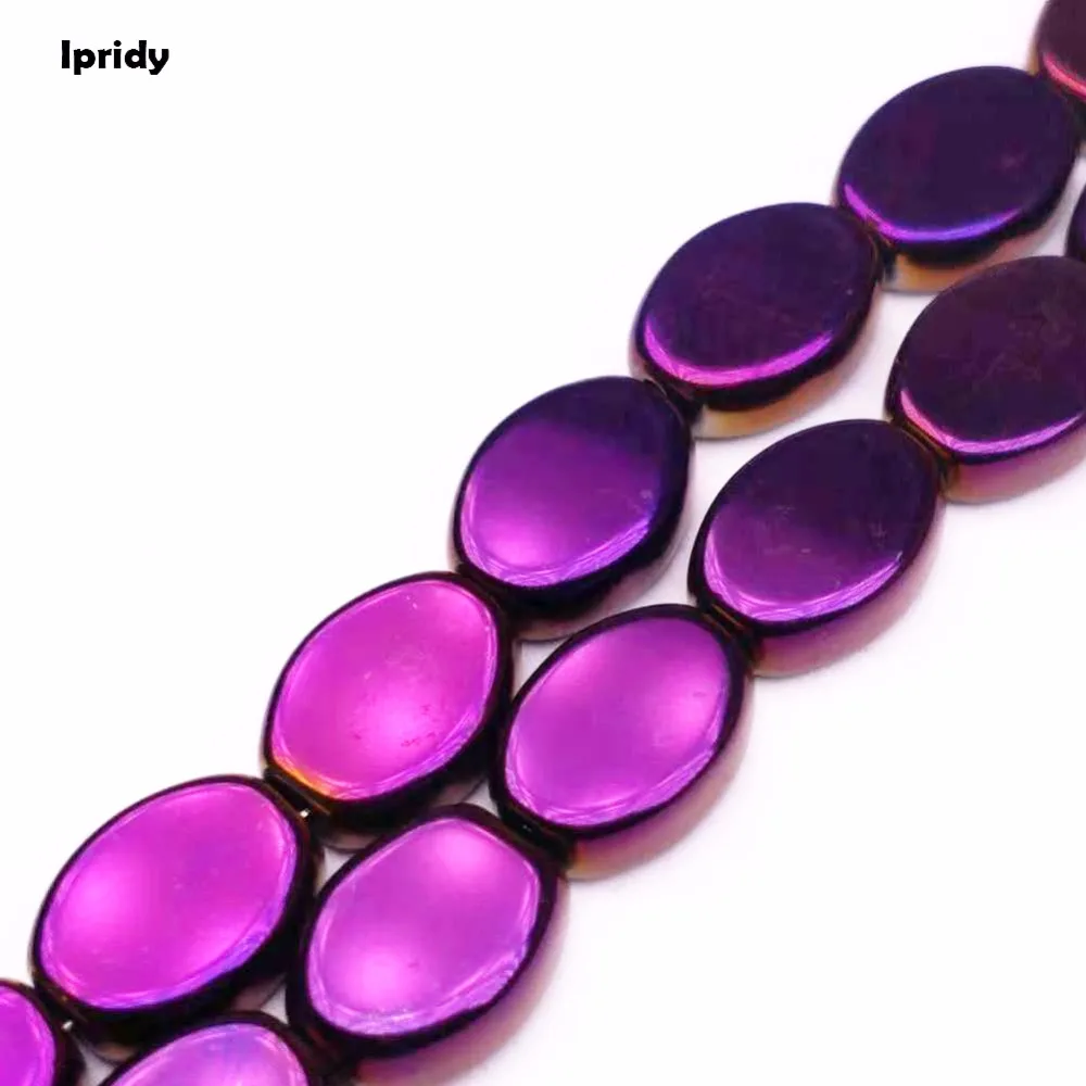 1 нить/лот 8x11 мм толщина: 4 плоские овальные стеклянные бусины с металлическим