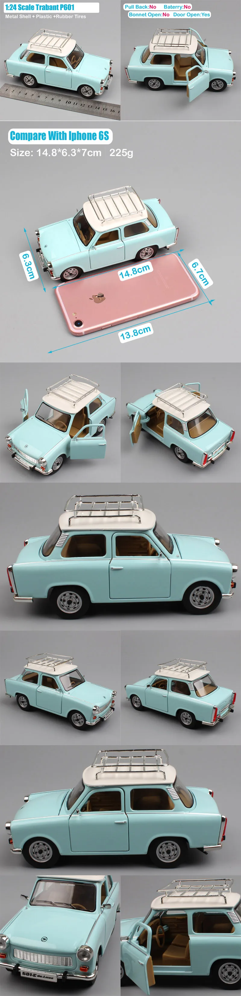 1:24 масштабные бренды Германия Винтаж The Trabant 601 P601 S 1988 седан VEB Sachsenring Trabi металлическая литая мини-модель машины игрушки