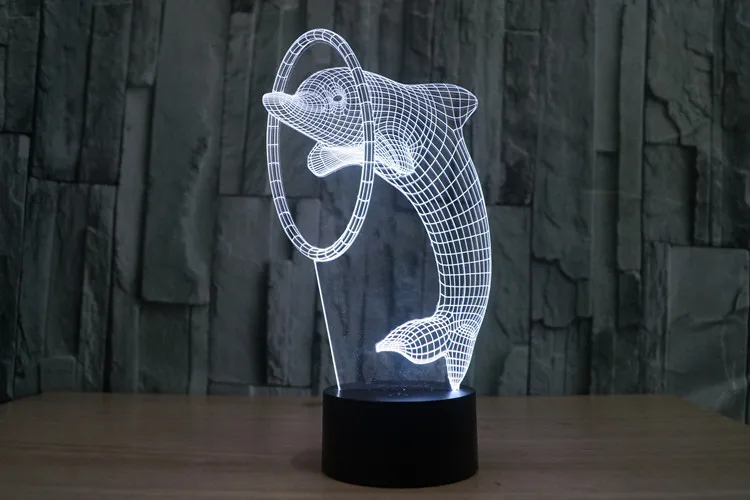 7 видов цветов Дельфин кулон фигурки Звездный Флот 3D настольная лампа Led забавная