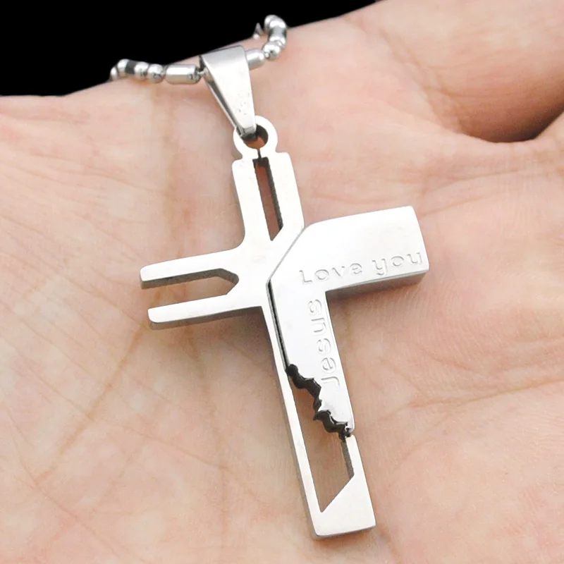 ATGO рождественский подарок мужские ювелирные изделия Love you Jesus Cross Подвески