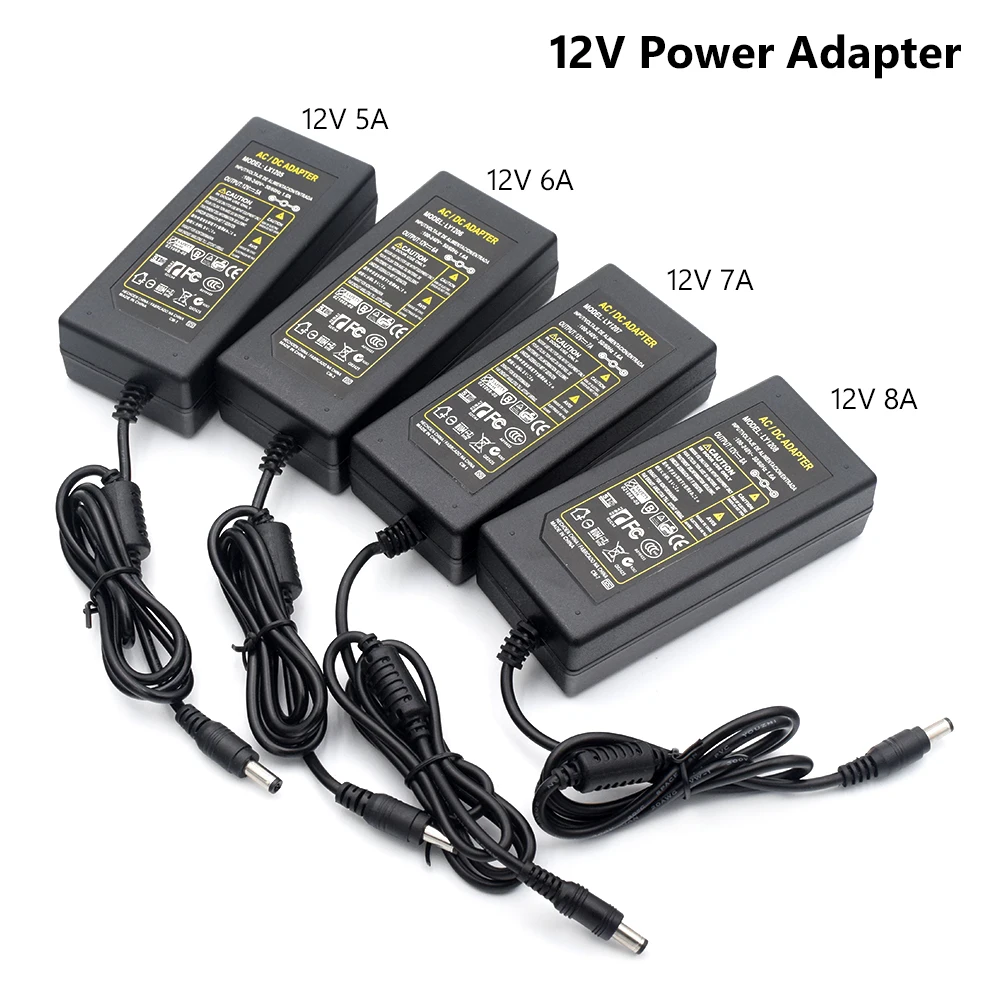1 шт. AC DC 5V 12V 5A 6A 7A 8A Мощность адаптер питания 60W 96W Зарядное устройство 5 мм x 2 для