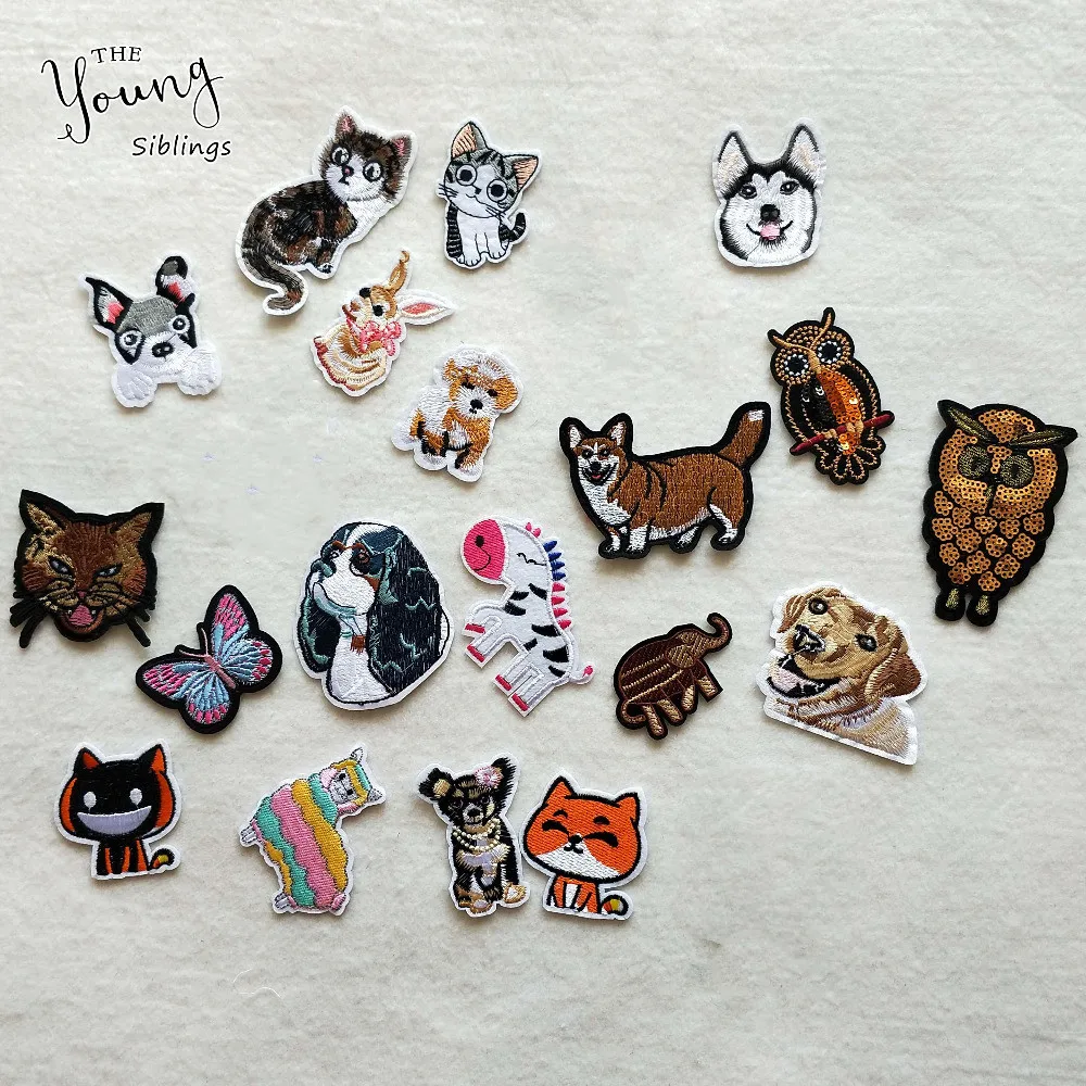 DIY новый клей для горячего расплава патчи кошки собаки мультяшная Милая Вышивка
