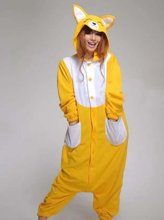 Costumes Halloween Clothes Kigurums Cartoon Adult Cute Yellow Fox Onesie Pyjamas Cosplay Costume Pajamas Sleepwear For Women Men |