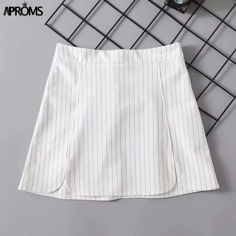 Aproms, корейский стиль, черная короткая мини-юбка в полоску, женская летняя сексуальная уличная юбка-карандаш с молнией сзади, Женская юбка с высокой талией