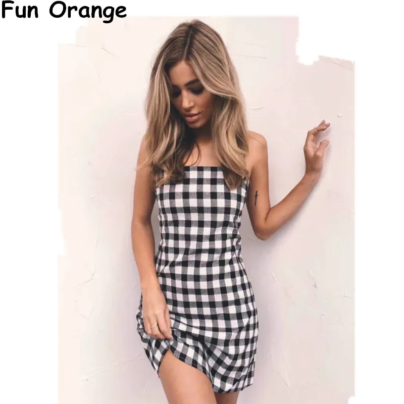 Женское пляжное платье с открытой спиной Fun Orange повседневное облегающее белое