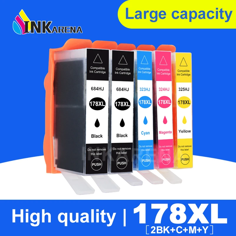 

INKARENA 5PK Compatible Ink Cartridge for HP 178 XL for HP178 Photosmart 5510 5515 6510 7510 B109a B109n B110a Printer 178XL