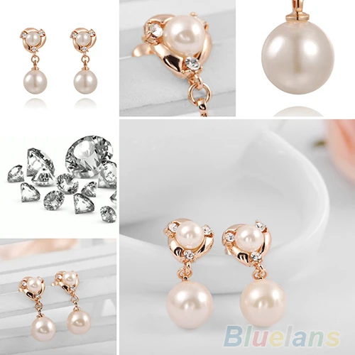 Женские серьги-пусеты с искусственным жемчугом модные серьги австрийскими