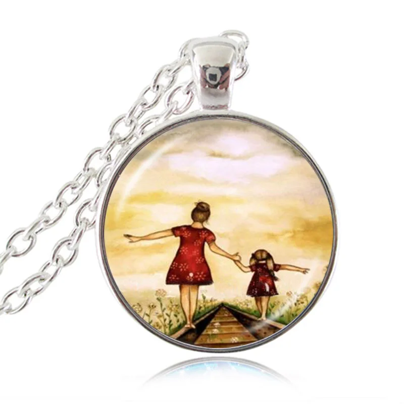 Мать и сын дочь ожерелье с фото семейный подарок навсегда любовь ювелирные