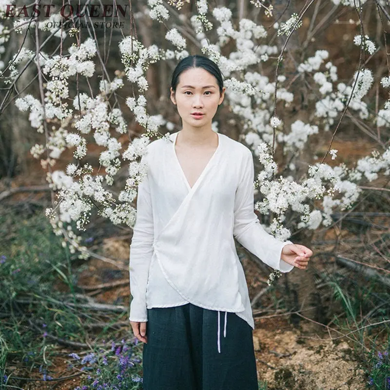 Китайская блузка рубашка традиционная китайская одежда для женщин льняная
