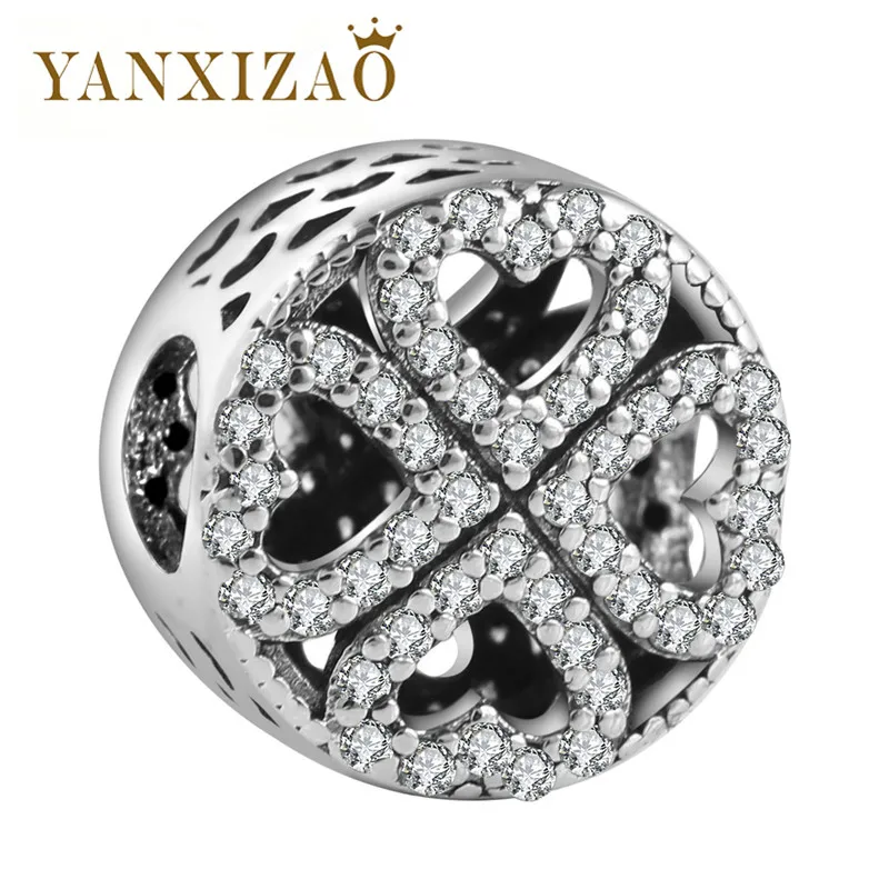 Yanxizao 2018 Серебро 925 украшения CZ женские Бусины Fit Pandora стиль браслет кулон ожерелье
