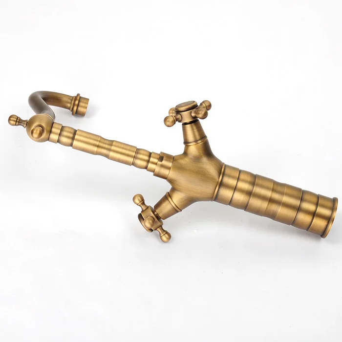 Винтажный Бронзовый Матовый смеситель для раковины в ванную комнату