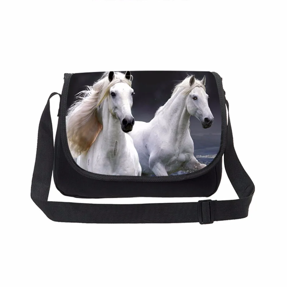 Прохладный девочек-подростков школьная crossbag 3D Crazy Horse один сумка для детей среднего студента Книга сумка Для женщин одного плеча