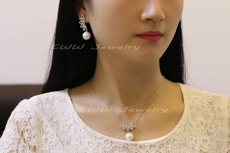 Новый дизайн 2019 микро-закрепка цветок кулон с фианитом ожерелье и серьги Женские