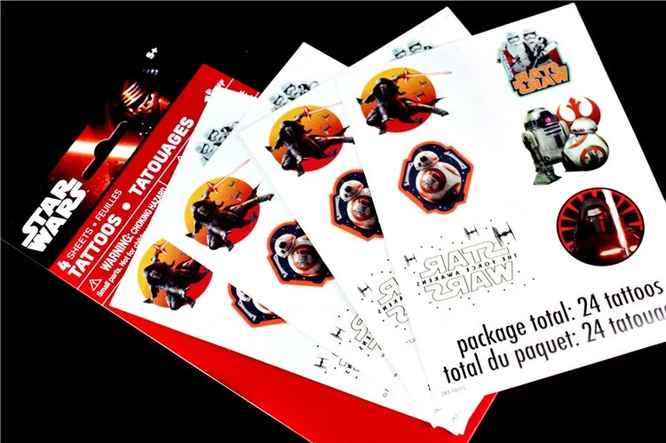 4 шт. Звездные войны Пробуждение силы яркие наклейки татуировки для подарка детям