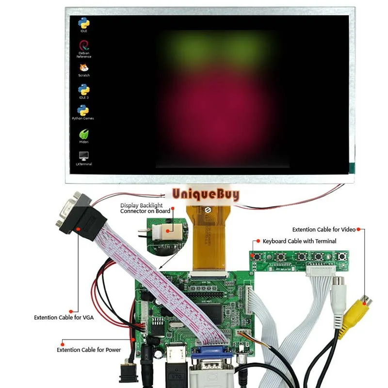 

LCD Screen LCD for Raspberry Pie 10.1 inch Ultra Clear Highlight HDMI+VGA+2AV