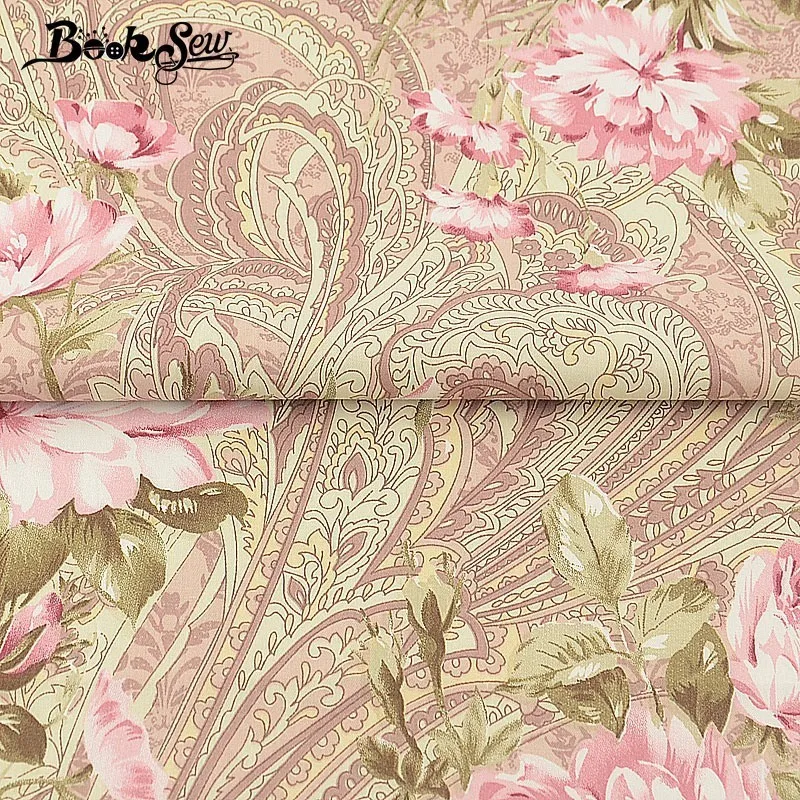 Booksew 100% хлопчатобумажная саржевая ткань коричневый цветочный дизайн шитье