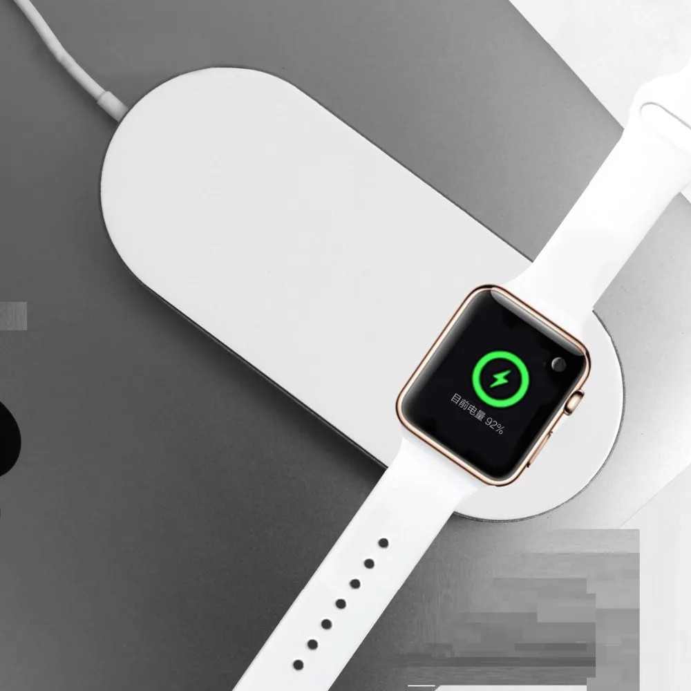 2 в 1 Беспроводное зарядное устройство для Apple Watch Air кабель быстрой зарядки iPhone X 10 8