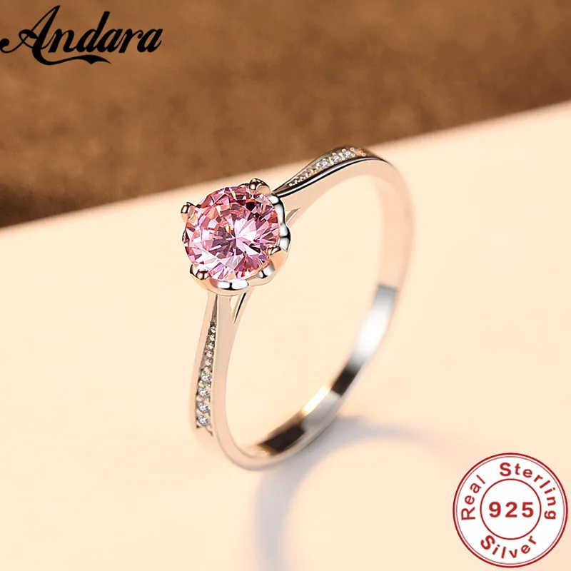 

Изысканные ювелирные изделия из серебра 100% пробы 925 пробы с розовым кристаллом AAA женское циркониевое кольцо