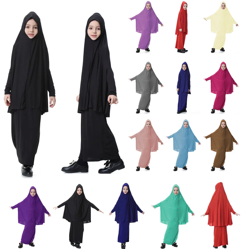 Мусульманские Детские Аксессуары Шапки + юбка комплект из 2 предметов abaya Макси