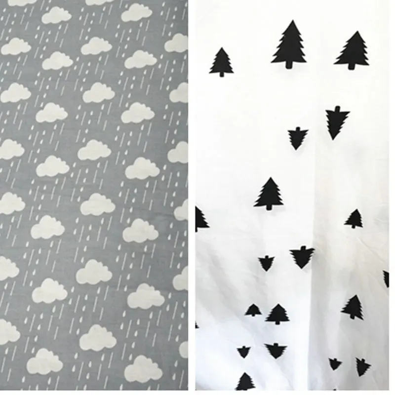 Новое поступление 100% хлопок твила ткань для шитья с облаками деревьями стеганая