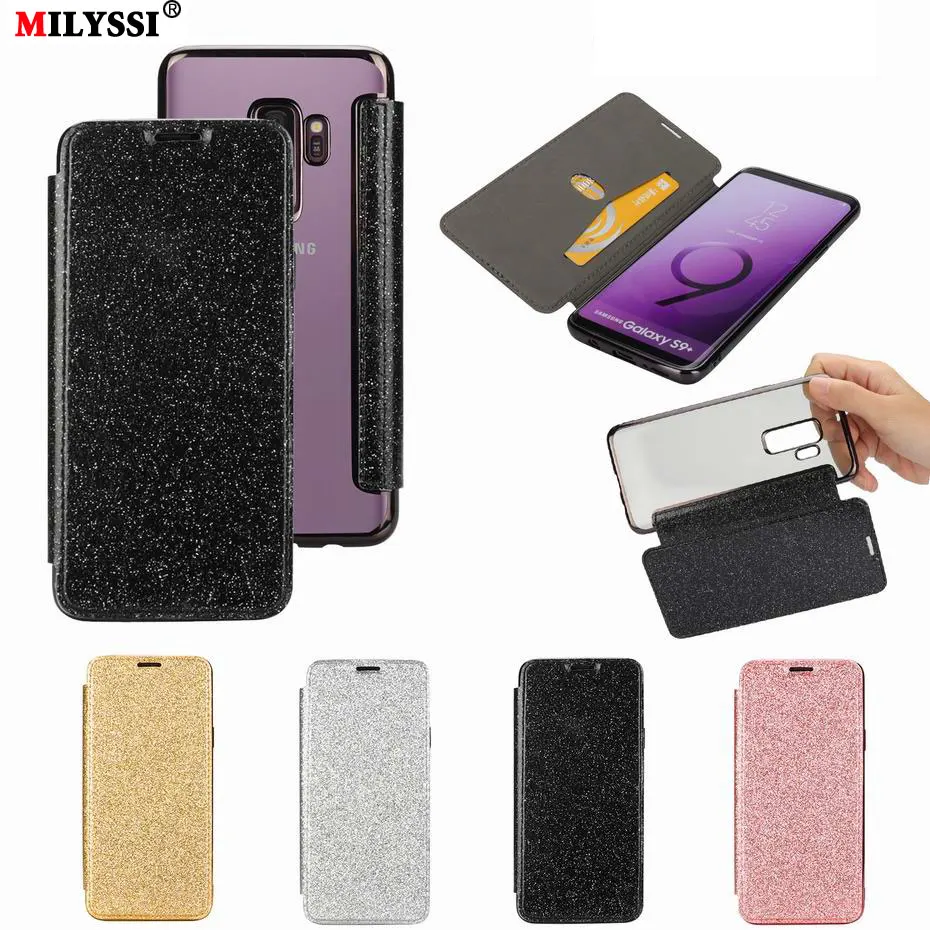 Bling Глянцевая искусственная кожа флип чехол для samsung Galaxy S10 S10e S7 S9 S8 Edge Plus Чехол