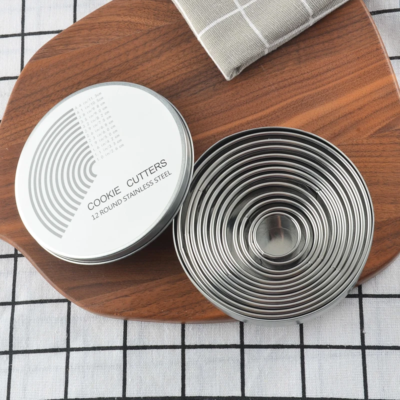 12 шт. круглые формы для печенья из нержавеющей стали форма помадки торта мусса