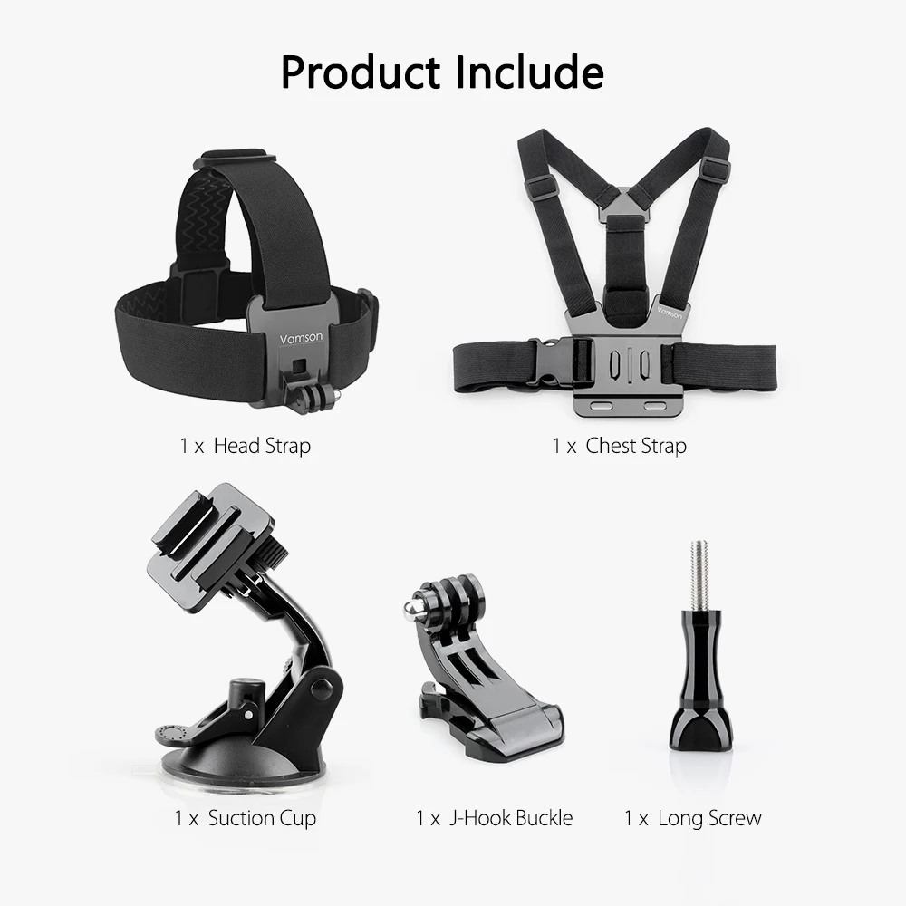 Комплект аксессуаров Vamson для Gopro Hero 7 5 4 аксессуары нагрудный ремень присоска Xiaomi