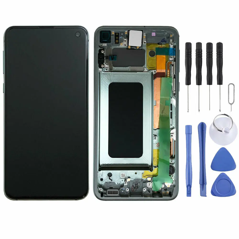 Оригинальный AMOLED ЖК дисплей для SAMSUNG Galaxy S10 сенсорный экран дигитайзер с рамкой