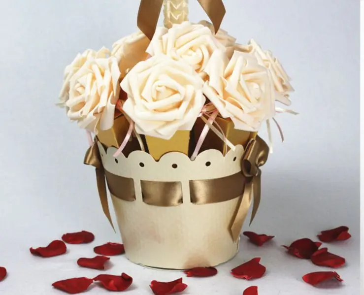 2 комплекта золотой цветочный горшок цвета шампанского/розового мороженого