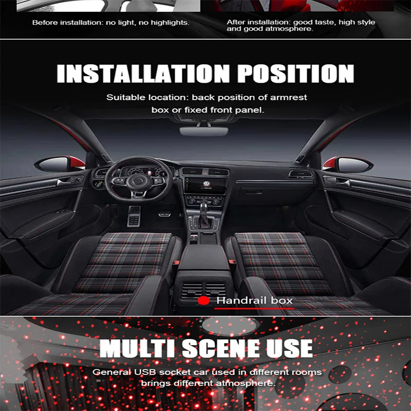 Универсальный Мини Автомобиль на крыше звезда ночник светодиодный Звездный