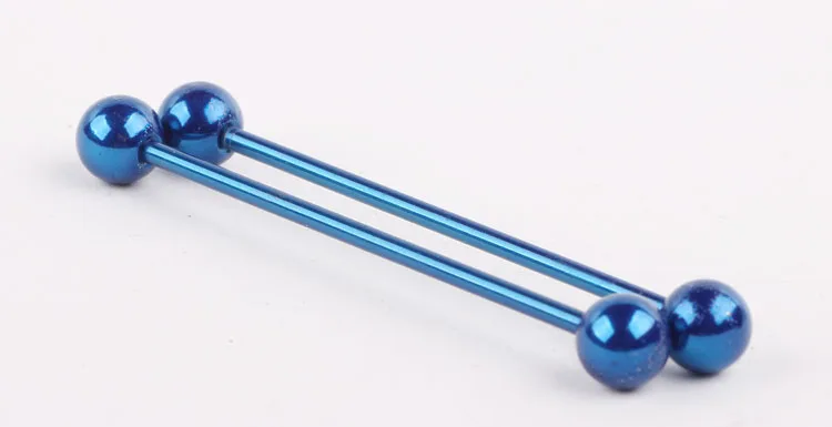 blue 1 шт. Бэтмен Промышленная Штанга 316L нержавеющая сталь модные серьги промышленные пирсинг ювелирные изделия для тела - Окраска металла: blue