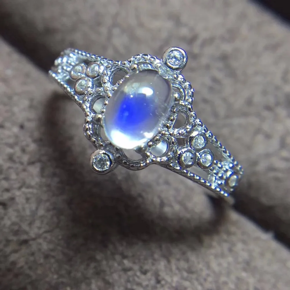 Uloveido натуральный лунный камень синего цвета кольцо для женщин 925 пробы