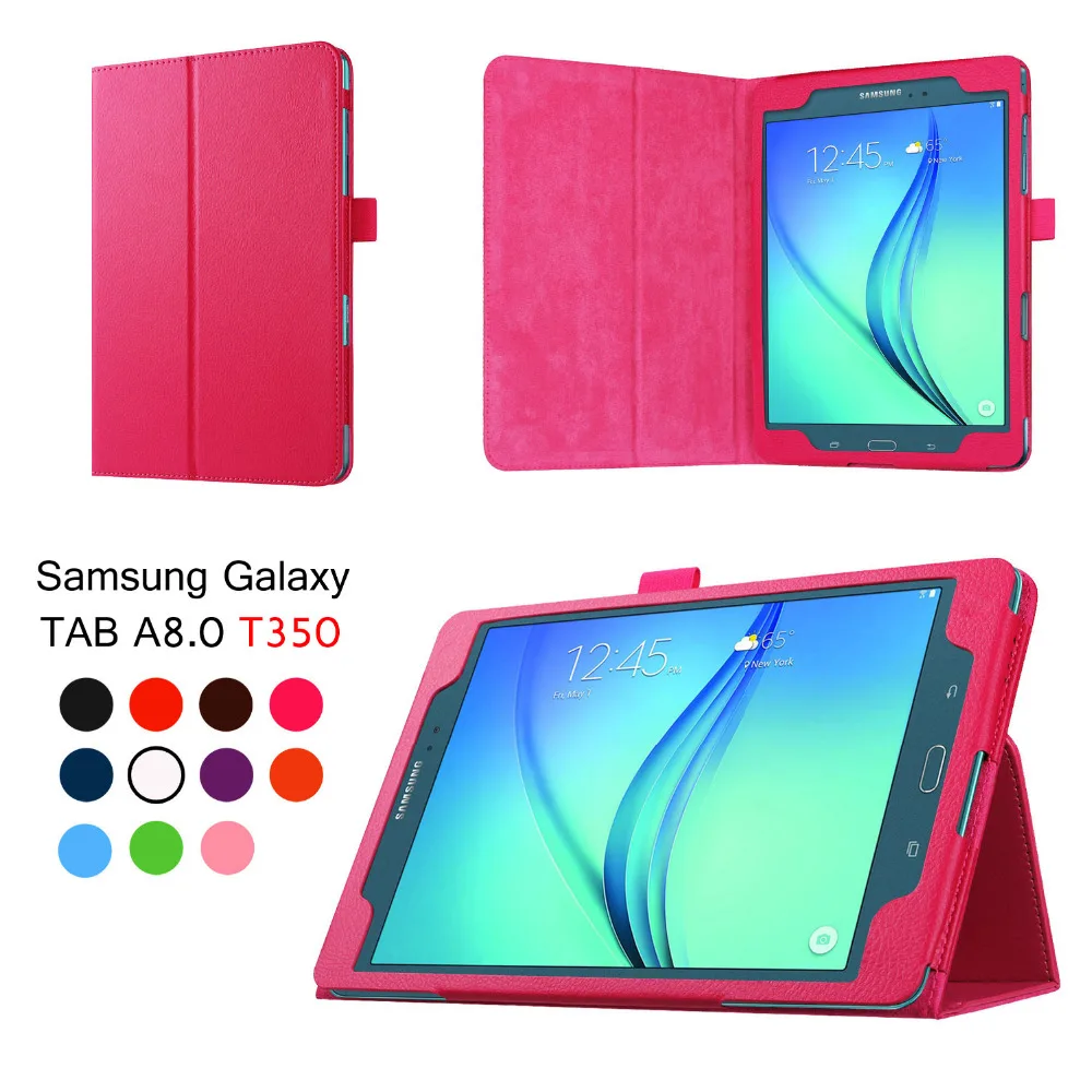 Кожаный чехол книжка Litchi с подставкой для Samsung Galaxy Tab A 8 0 T350 T355/1 T355C Φ P355 P350 Чехол +
