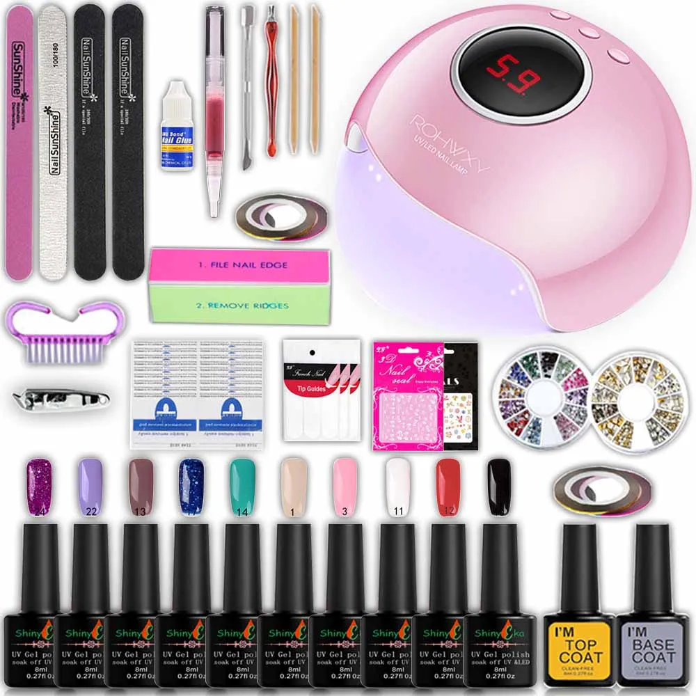 2019 Набор ногтей с лампой nail Kit 36 W УФ светодиодный светильник для наборы 10 шт 8 мл