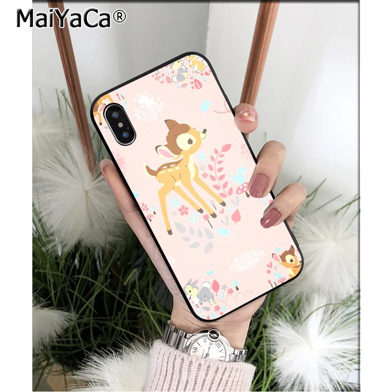 Силиконовый чехол MaiYaCa Sika deer Bambi из мягкого ТПУ черного цвета для iPhone 8 7 6 6S Plus 5 5S SE XR