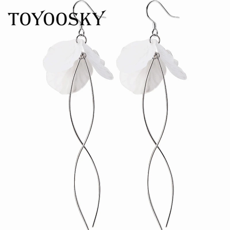Серьги-подвески TOYOOSKY с белыми лепестками женские простые ювелирные украшения из