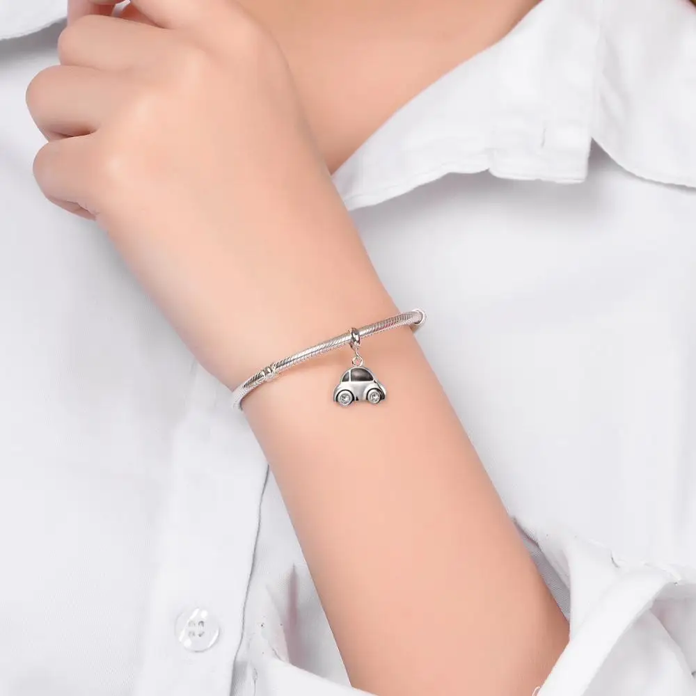 STEP FORWARD Hot 925 Sterling Sliver Grey CZ Paved Car Pendant Fit Bracelet &amp Bangle Fashion Silver Jewelry Birthday Gift SF375C |