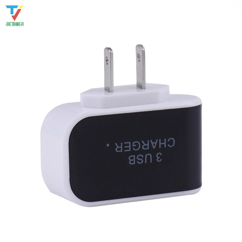 США 100 шт/партия, Трехместный 3USB порта, 3,1 а USB AC EU/US, настенное зарядное устройство, домашняя вилка для samsung для iphone 7 6 5,, дешево - Тип штекера: США
