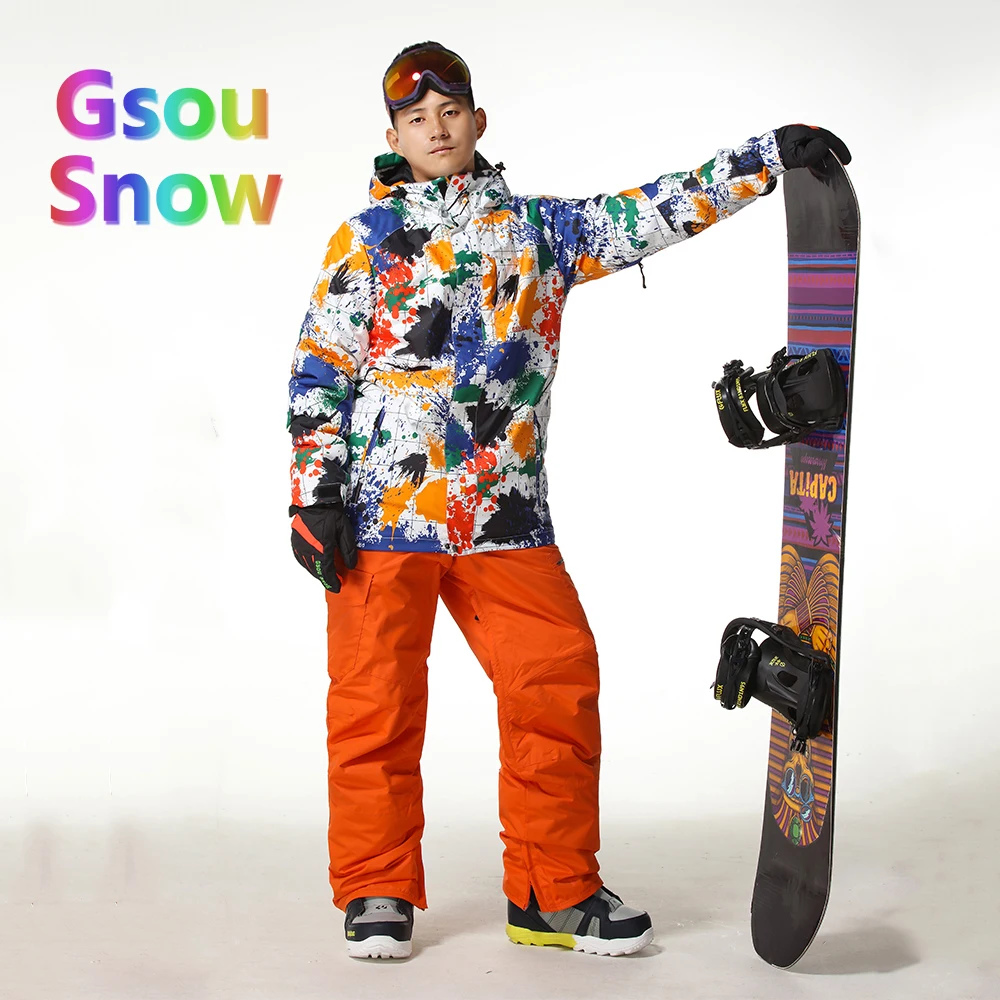 Gsou Sonw Outdoor Sports Winter Men's Skiing Clothing Snowboarding Sets Warmer Ski Jackets Waterproof Pants Suits|suit suit|suit waterproofsuit
