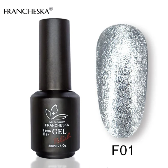 Platinum gel F01 Francheska Блестящий цветной гель Платиновый tirnak oje gellak nagels spulletjes nagels УФ-гель nagellak gelnagellack замочить от геллак - Цвет: Platinum gel F01