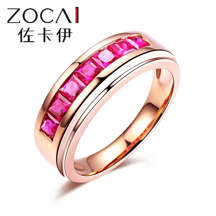 

ZOCAI Design Ring Au750 18K rose gold 0.9 CT certified Genuine ruby ring gemstone jewelry ring