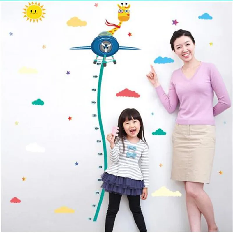 1 шт. Мультфильм солнце облако космический корабль жираф высота наклейка для