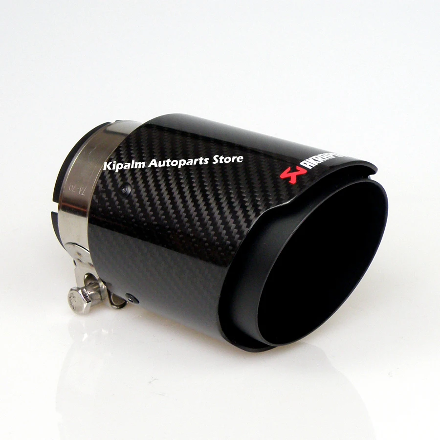 Универсальный Akrapovic углеродное волокно автомобиля выхлопная труба глушитель наконечник Глянцевая саржа углеродного волокна крышка+ черное покрытие нержавеющая сталь