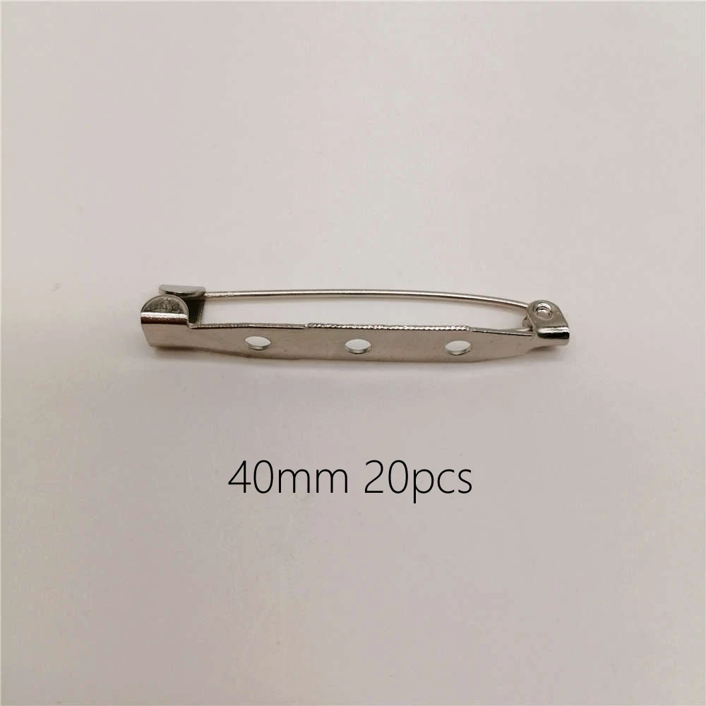 40mm 20pcs 20-100 шт, сделай сам, Ювелирная фурнитура, брошь, основа, задняя панель, держатель значка, безопасный замок, брошь, булавки для изготовления ювелирных изделий, аксессуары, принадлежности - Цвет: 40mm 20pcs