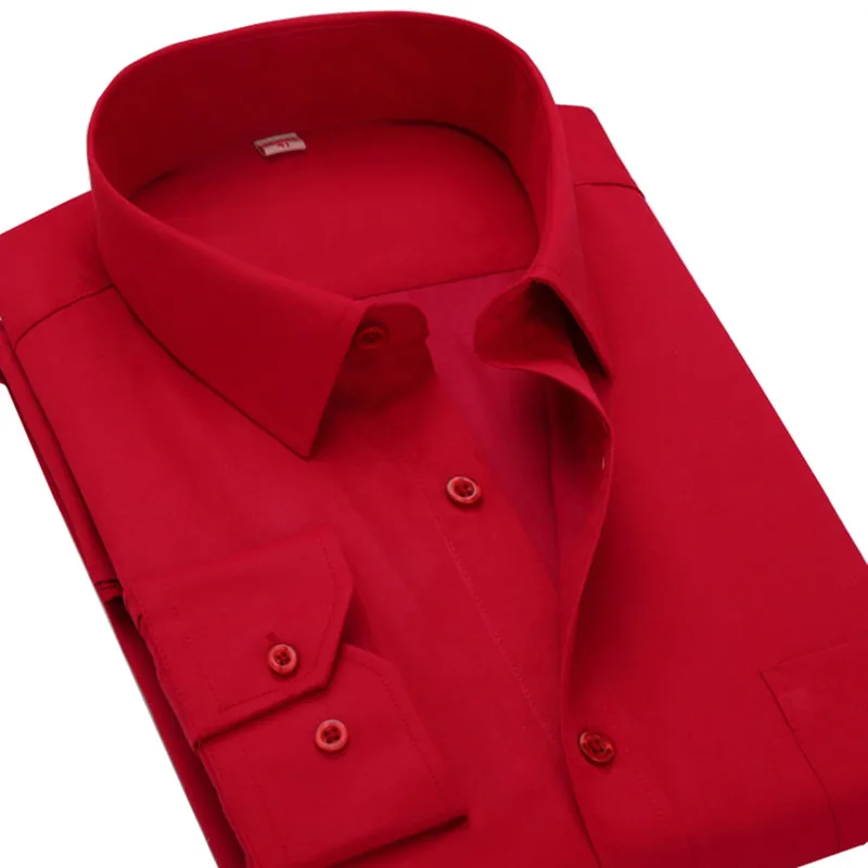 Мужская офисная рубашка с длинным рукавом однотонная белая черная розовая синяя