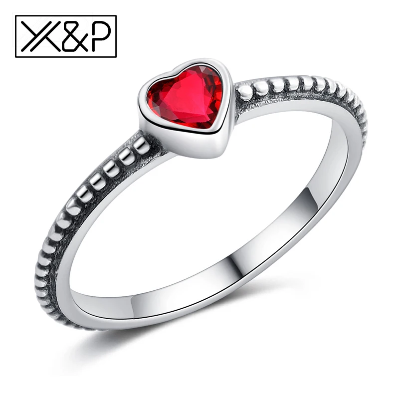X& P для свадебной фотосъемки с кольцом для Для женщин; Модный комплект из 6 коготь со шпильками с белым кубическим цирконием серебристого цвета женские Обручение Для женщин кольцо ювелирные изделия - Цвет основного камня: Red 2